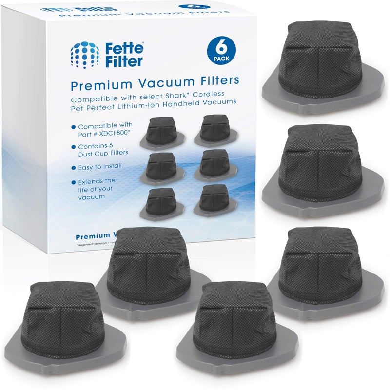 Fette Filter - Dust Cup Filter Compatible with Shark Cordless Pet Perfect Lithium-Ion Handheld Vacuums Models LV800 LV801 LV801C Compare to Part # XDCF800. (Pack of 6) - Image 1